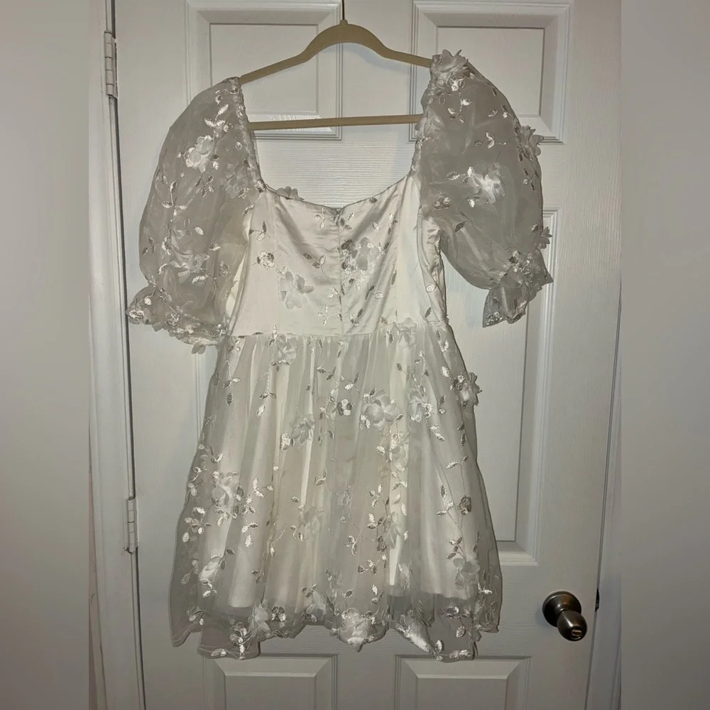 I've Got Sunshine Ruffle Strap Mini Dress Embellished White - Picture 5 of 9